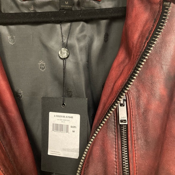John Varvatos REYES SHEEPSKIN SLIM FIT RACER JACKET IN OXBLOOD. Medium. BNWT - Picture 3 of 14